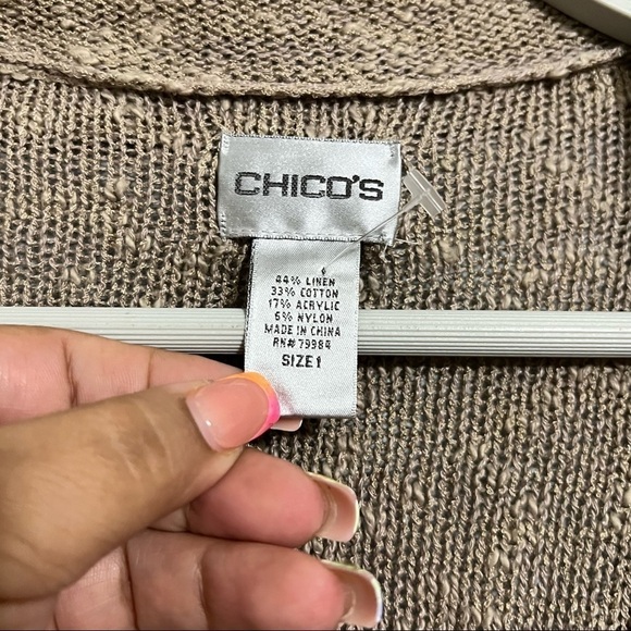 Chico’s Cardigan linen blend embroidered medium - Picture 7 of 11